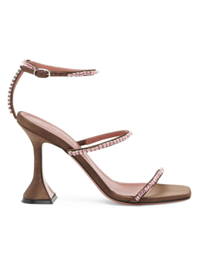 Amina Muaddi Gilda 95mm Crystal-embellished Sandals In Acid Brown