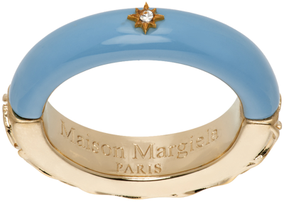 Maison Margiela Gold & Blue Enamel Ring In 961 Gold/blue