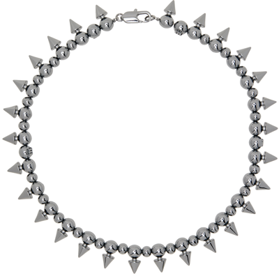 Misbhv Silver Ball Chain Spike Necklace