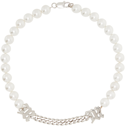 Misbhv M Beaded Necklace In Silver