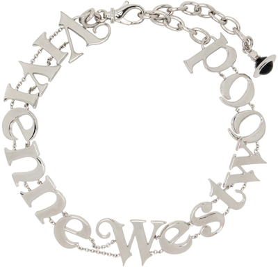 Vivienne Westwood Silver Raimunda Choker In P107 Platinum/black