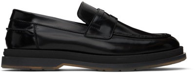 Hugo Boss Black Leather Loafers In Black 001