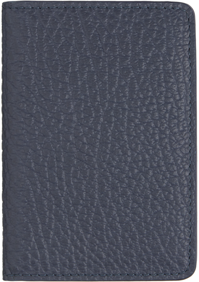 Maison Margiela Navy Four Stitches Card Holder In T6313 Pewter