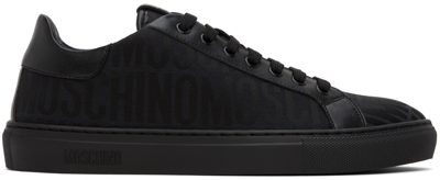 Moschino Black Allover Logo Sneakers In 000 * Nero