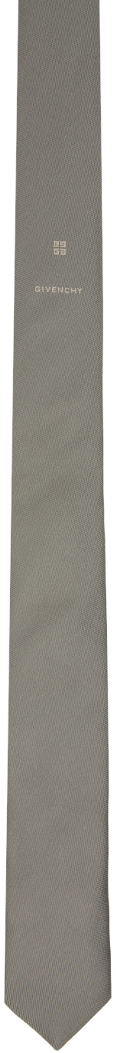 Givenchy Gray 4g Tie In Taupe/white