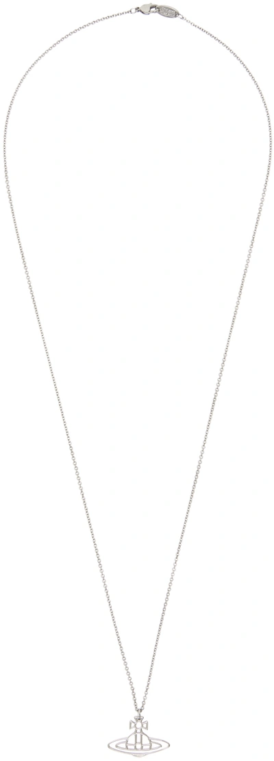 Vivienne Westwood Silver Thin Lines Flat Orb Pendant Necklace In Palladium