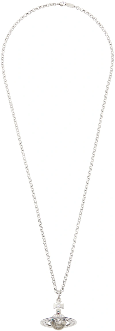 Vivienne Westwood Silver New Small Orb Pendant Necklace In Platinum