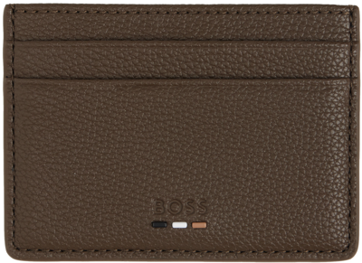 Hugo Boss Brown Faux-leather Card Holder In Open Brown 249