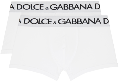 Dolce & Gabbana Two-pack White Boxers In Bianco Ottico