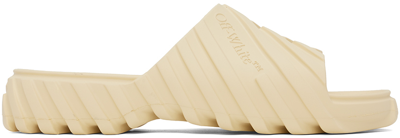 Off-white Exploration Rubber Slide Sandals In Beige