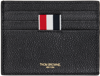 Thom Browne Pebble Grain Leather Single Card Holder In 001 Black