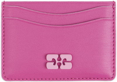 Ganni Pink Bou Card Holder In 483 Shocking Pink