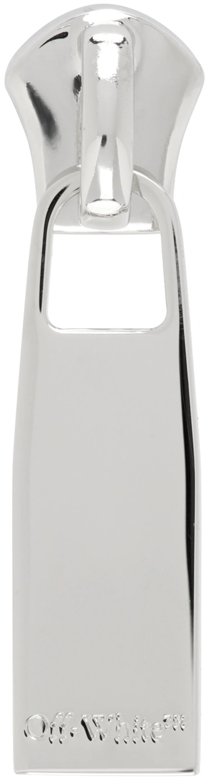 Off-white Silver Zip Mono Single Earring In Silver No