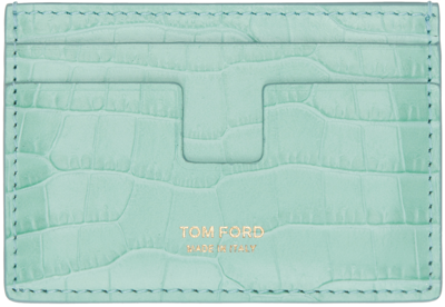 Tom Ford Blue Classic Card Holder In Pastel Turquoise