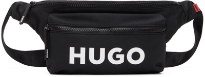 Hugo Black Ethon 2.0 Logo Belt Bag In Animal Print