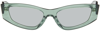 Eckhaus Latta Ssense Exclusive Green 'the Tilt' Sunglasses In Crystal Teal Dark Si