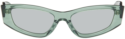 Eckhaus Latta Ssense Exclusive Green 'the Tilt' Sunglasses In Crystal Teal Dark Si