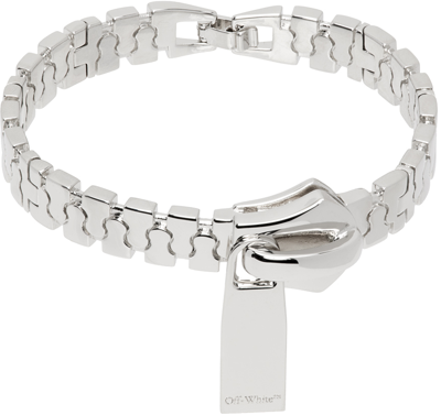 Off-white Silver Zip Bracelet In Silver No