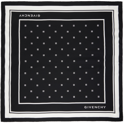 Givenchy Black & White Plumetis Print Square Scarf In 004 Black/white