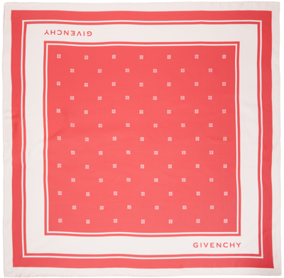 Givenchy Pink Plumetis Print Square Scarf In Red