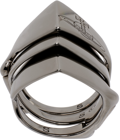 Vivienne Westwood Gunmetal Knuckleduster Ring In Ruthenium