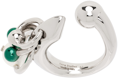 Acne Studios Silver Multi Charm Ring In Ayh Silver/green