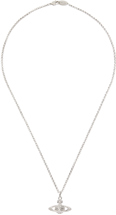 Vivienne Westwood Silver Mini Bas Relief Pendant Necklace In Platinum