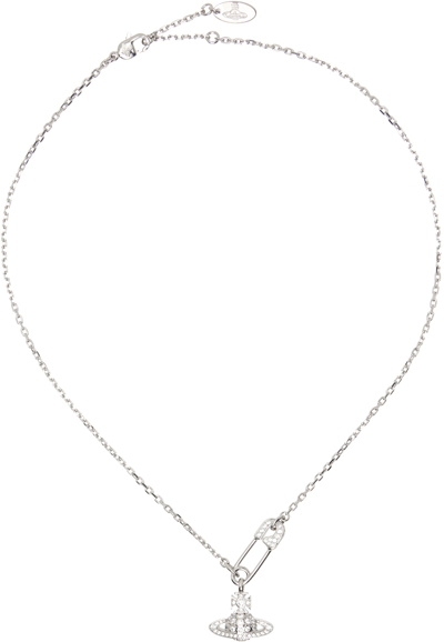 Vivienne Westwood Silver Lucrece Pendant Necklace In P102 Platinum/white