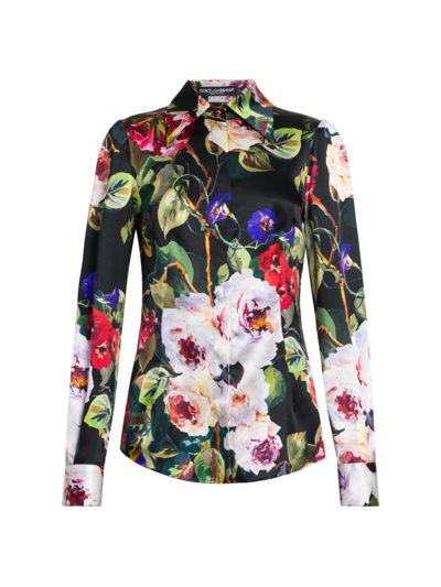 Dolce & Gabbana Camicia In Roseto_fdo_nero