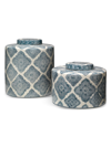Jamie Young Co. Oran Two-piece Ceramic Canister Set In Blue And White