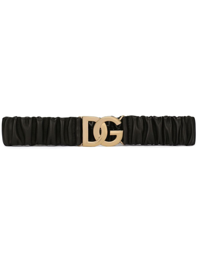 Dolce & Gabbana Belt With Logo Buckle In Black