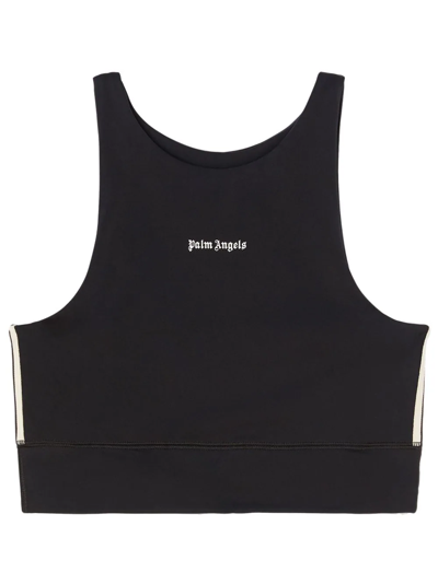 Palm Angels Cropped Top With Print In Black