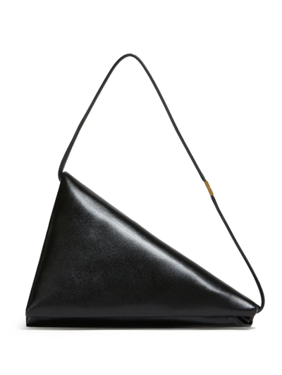 Marni Triangle Shoulder Bag In Leather In Black