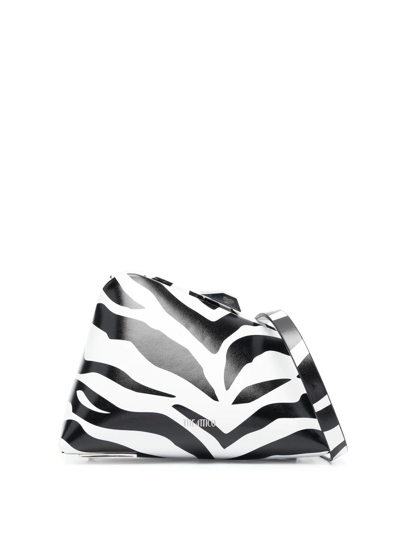 Attico 8.30 Pm Zebra-print Leather Clutch In Multicolour