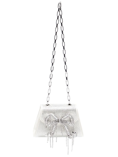 Self-portrait Mini Crystal Bag With Bow In Nude & Neutrals