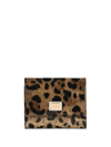 Dolce & Gabbana Polished Calfskin Wallet With Leopard Print In Brown