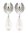 ALESSANDRA RICH CLIP EARRINGS IN SILVER METAL WITH CRYSTALS AND PEARLS