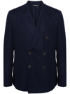 Dolce & Gabbana Double-breasted Virgin Wool Blazer In Blue
