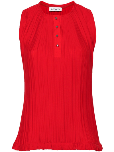 Lanvin Pleated Sleeveless Top In Red