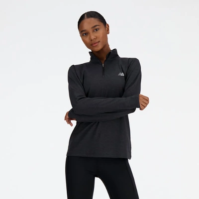 New Balance Women's Sport Essentials Space Dye Quarter Zip Shirt In Black