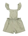 TOCOTO VINTAGE TOCOTO VINTAGE TODDLER GIRL JUMPSUIT SAGE GREEN SIZE 6 LINEN, COTTON