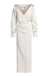 Maticevski Category Puff-sleeve Stretch-cotton Maxi Dress In Ivory