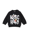 MOSCHINO BABY MOSCHINO BABY NEWBORN SWEATSHIRT BLACK SIZE 3 COTTON, ELASTANE, WOOL, ACRYLIC, POLYAMIDE