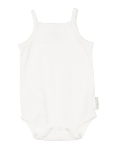 Tinycottons Newborn Girl Baby Bodysuit Cream Size 3 Organic Cotton, Elastane In White