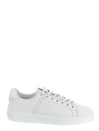 Balmain Low Top Lace Up Sneakers In White