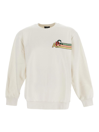 Apc Multicolor Logo Sweatshirt In White