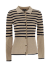 Apc Mallory Striped Ribbed-knit Cardigan In Multicolor