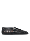 Alaïa Leather Ballet Flats In Black