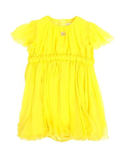 Dolce & Gabbana Newborn Girl Baby Dress Yellow Size 3 Silk, Bronze