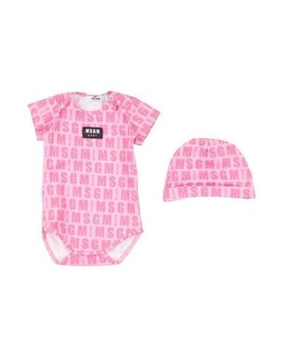 Msgm Newborn Girl Baby Accessories Set Fuchsia Size 3 Cotton, Elastane In Pink
